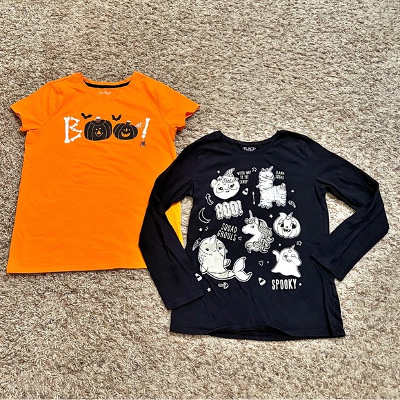 Bundle of 2 Halloween Girl Tops Size 10/12 Trick or Treat Fall Festival - Picture 1 of 5